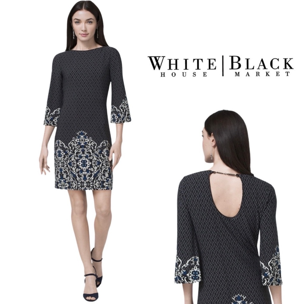 White House Black Market Print Shift Dress, size petite small